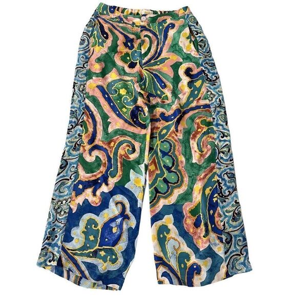 Maeve Anthropologie Women’s Size 2p Rhiannon Satin Cropped Flare Pants Wide Leg - Picture 3 of 6